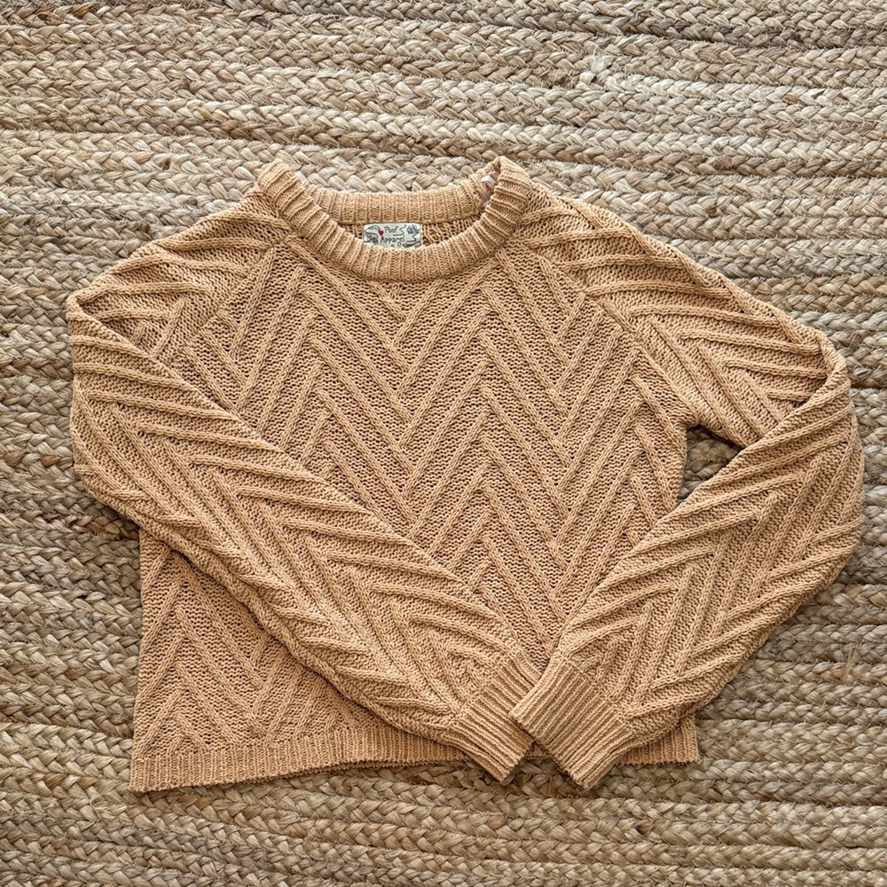 Women's Chevron Knit Sweater - Camel